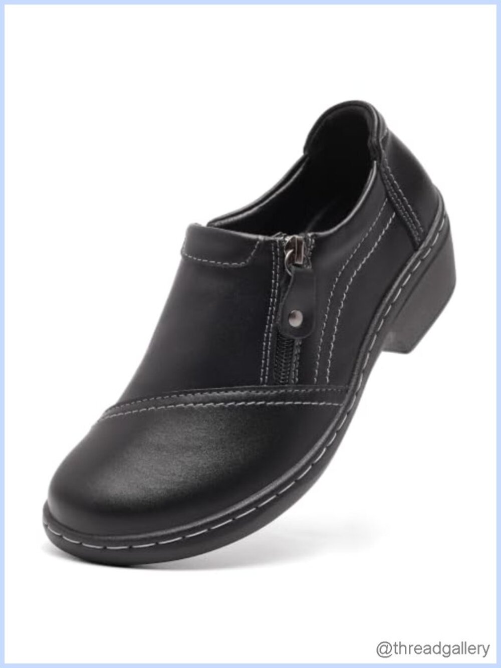 Women's Faux Leather Loafers Slip On Orthopedic Side Zipper Comfort Shoes